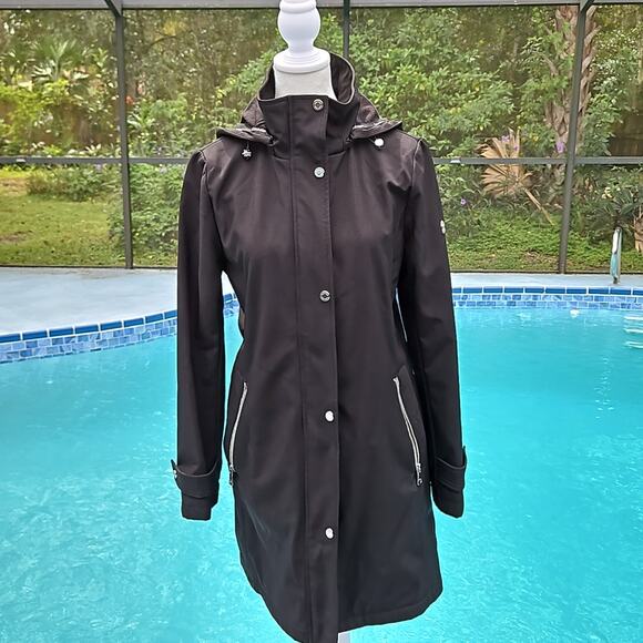 Calvin Klein Rain Jacket Coat Black Hood - Picture 1 of 5